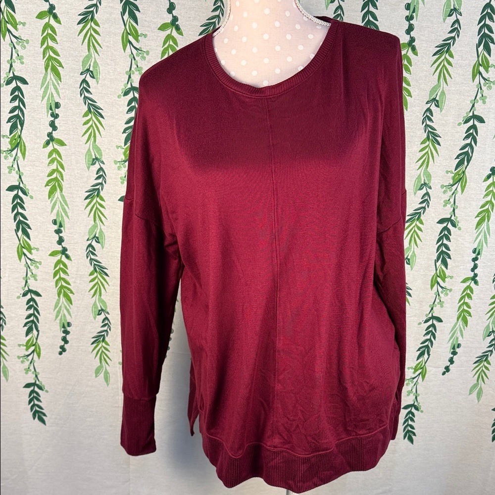 Time and Tru Burgundy Long Sleeve Sweater C2